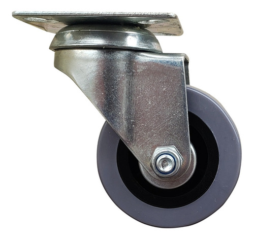 Imagen 6 de 10 de Rueda Giratoria Gris Pvc 50x18 Mm S/ Freno Con Buje De Acero