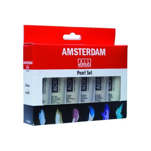 Juego De Pintura Acrilica Amsterdam Set Color Perla 6pz 20ml