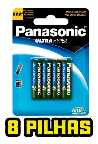 Pilha Panasonic Aaa R03ual Cartela Com 8 Pilhas Panasonic