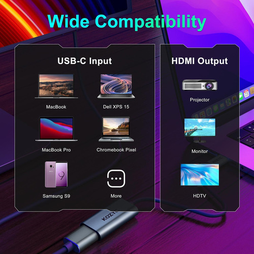 Hoso Adaptador Usb-c Tipo C A Hdmi Compatible Con Notebook