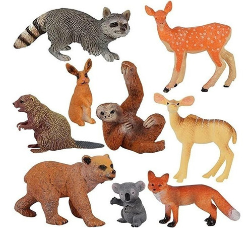 Yucan Juego De 10 Figuras De Animales Del Bosque, Figuras D.