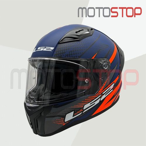 Casco Integral Ls2 Ff810 Azul Naranjo Matte / Codigo Qr