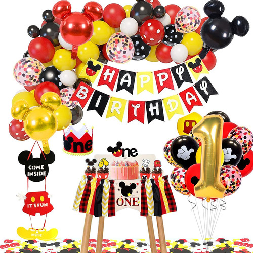 Suministro Fiesta Cumpleaño Mickey Incluyen Pancarta Puerta
