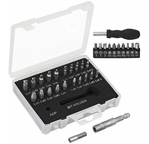 Kit Extractor De Tornillos Dañados De 33 Piezas Con 10...