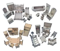 Comprar Muebles De Muñecas Barbie 35 Piezas Mdf Laser C\u002Fcamas Grades