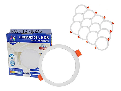 Plafon Led 12w Luminario Bote Empotrado Delgado 12 Pzas Pack