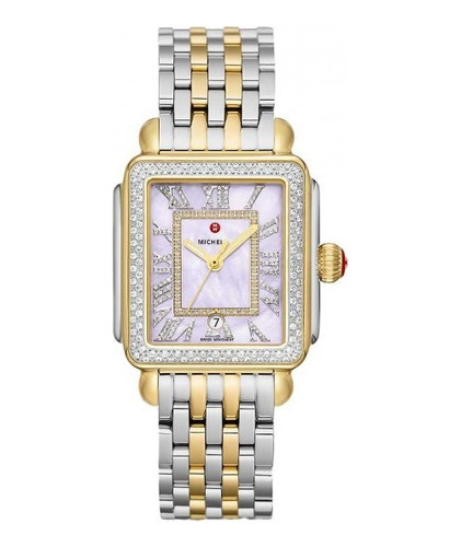 Michele Deco Madison Lavender Mop Diamond Dial Two-tone Ss 