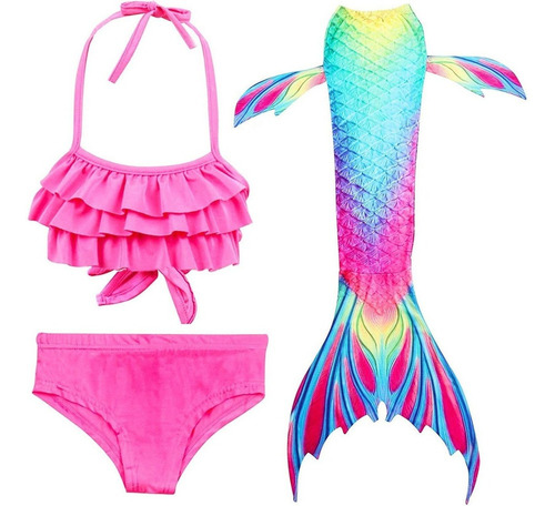 Conjunto De Bikini De Natación Para Niñas, Traje De Sirena