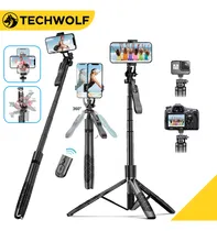 Comprar Techwolf Tripie Bluetooth Portátil Retráctil Con Control Remoto Inalámbrico Y Tornillo De 1\u002F4 Palo Selfie Stick Trípode Para Celulares Y Cámaras Utilizado Para Fotografía, Grabación De Video