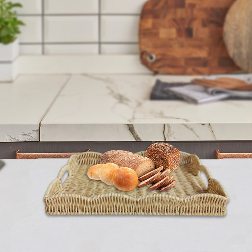 Cesta De Armazenamento Tecida À Mão, Bandeja De