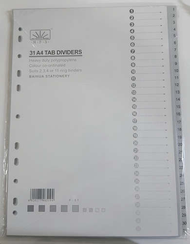 Separador The Pel Indice Plastico A4 1 Al 31 11 Perforacion