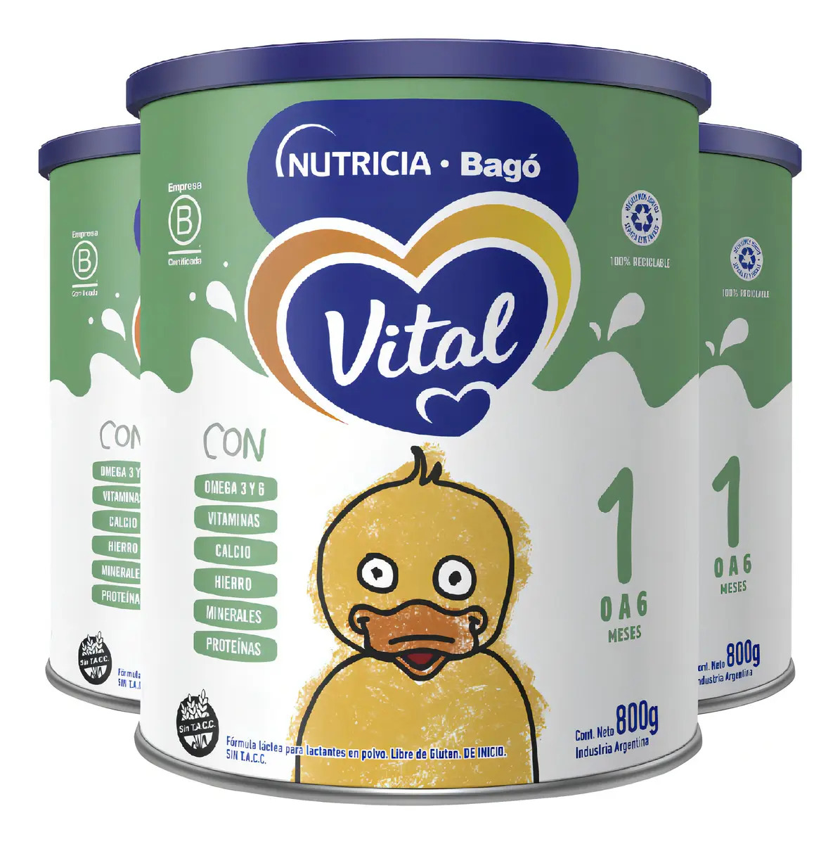 Leche en polvo Vital 1 - Lata 800 gr (Pack 3 unidades)