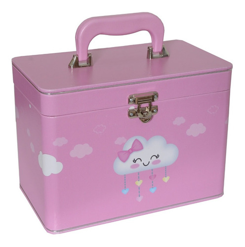 Imagem 4 de 10 de Maleta 4 Álbuns Foto 15x21 - 240 Fts Chuva De Amor Rosa Bebe