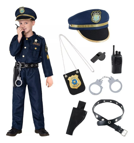 Traje De Actuación Con Uniforme Policial Cos For Niños