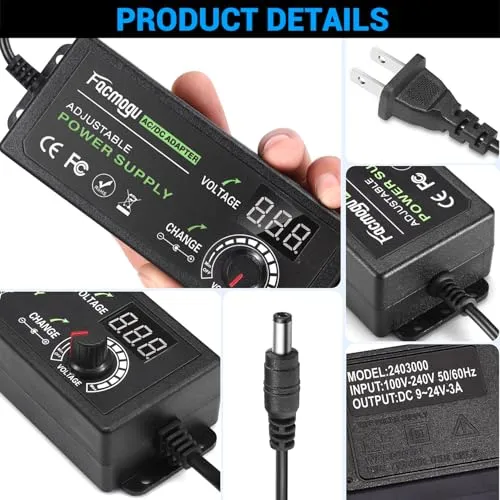 Pack Adaptador De Corriente Ajustable 9v-24v 72w Led