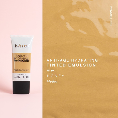 Emulsion Hidratante Con Color Idraet Tono Ht30 Honey Momento de aplicación Día/Noche Tipo de piel Todas