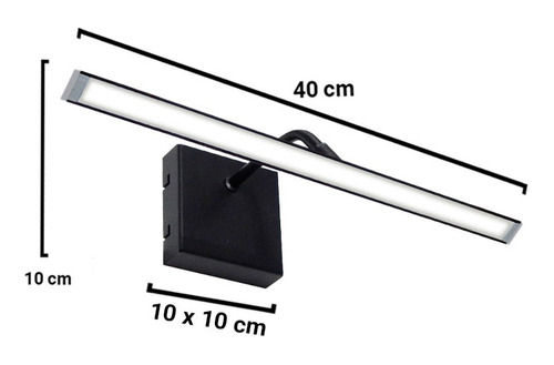 Imagen 2 de 10 de Aplique Pared Móvil Cuadra Interior Baños Luz Led 40cm
