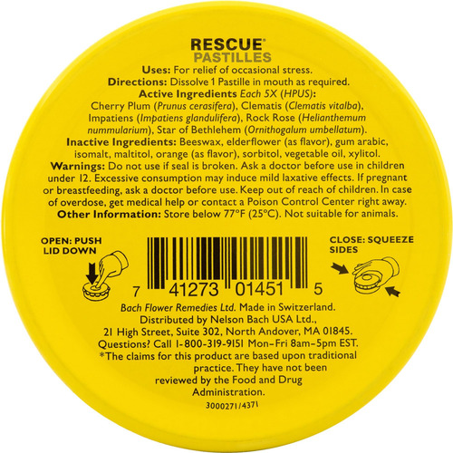 Pastilhas Bach Rescue Pastilhas De Laranja E Flor De Sabugue