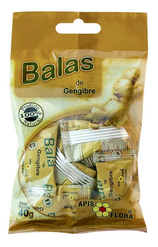 Bala De Gengibre 100% Natural Original 40g - Apis Flora