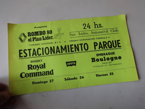 Imagen 2 de 9 de Ticket Entrada Auto Carrera Insignia Automovil Club F4 Tn
