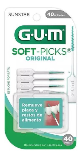 Gum Soft Picks Original 40 Unidades Con Estuche Portatil