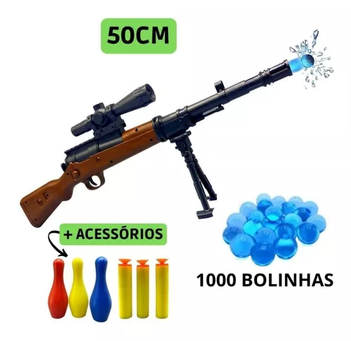 Arminha de Brinquedo Sniper Lança Bolinha de Borracha e Gel Disparo Forte  10m