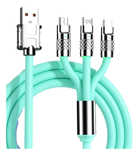 Cable Cargador Usb Reforzado 3 En 1 Para iPhone Micro Tipo-c