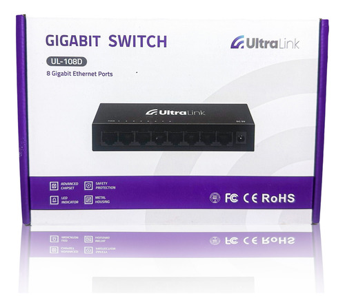 Switch Gigabit 8 Portas 10/100/1000 Ultra Link Ul-108d