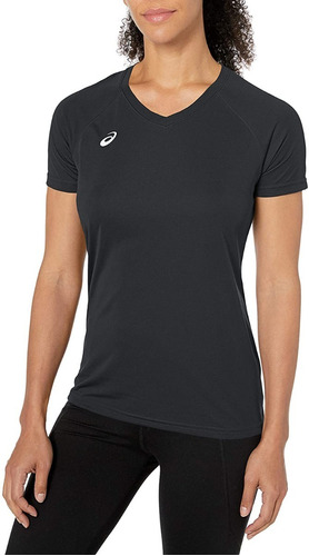 Imagen 1 de 3 de Camiseta Asics Deportiva Para Mujer Dama Negra Running Gym 