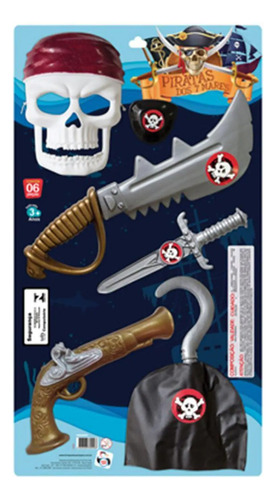 Brinquedo Infantil Menino Fantasia Kit Pirata Espada Caveira