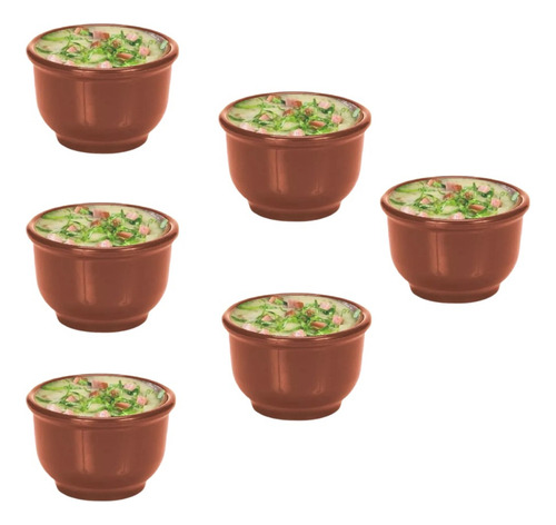 Plasmotta Tigela Cumbuca Plástica Feijoada Não Quebra Resistente 6 Unidades Cor Marrom