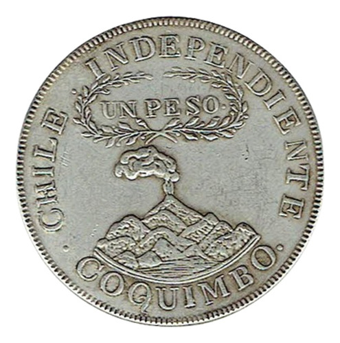 Moneda Chilena 1 Peso De Coquimbo, 1828 (repro).  Jp