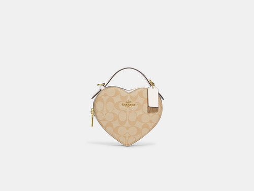 Bolsa Coach Mujer Crossbody Heart Corazon Monocromo Dorada C