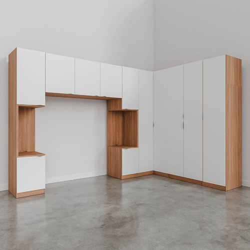 Guarda Roupa Modulado De Casal 12 Portas 6 Peças 2 Mesas De