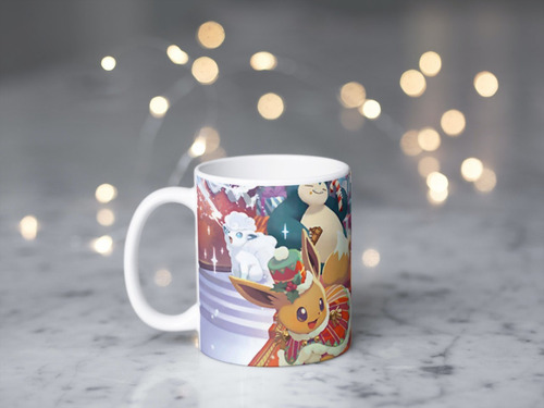 Pokemon Navidad Taza 11 Oz Pikachu Eevee Vulpix 01