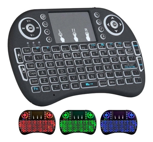 Mini Teclado Inalámbrico Led Retroiluminado Smart Tv Android Color Del Teclado Negro Rgb