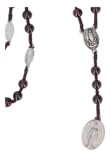 Collar Católico Con Cuentas De Rosario En Relieve De Plata C