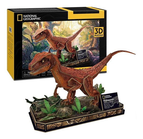 Puzzle 3d National Geographic Velociraptor 63 Pcs - Cubicfun