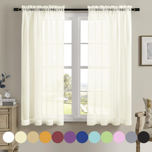 Cortinas Transparentes Blancas 160cm Gasa Borde Cortinero Sa