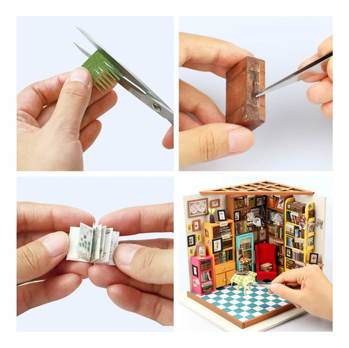 Casa De Muñecas En Miniatura Diseño De Biblioteca