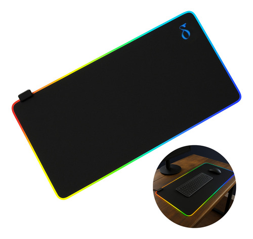 .mousepad Gamer Grande Com Led Rgb 80x30cm Antiderrapante.