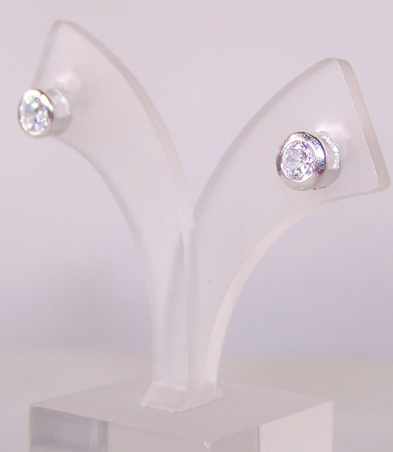 Aros Susanos Con Cubic Zircon Plata 925 Italiana 6mm