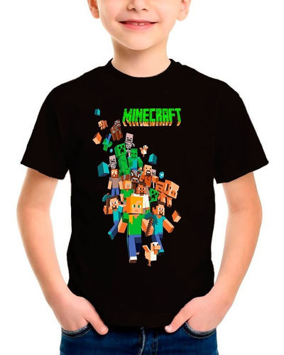 Polera Estampada Algodon Niño Juego Minecraft Exclusivo001