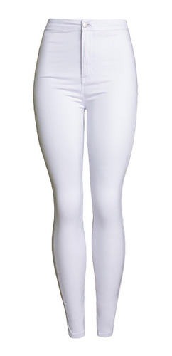 Jeans Blancos Mujer Tiro Alto Push Up Skinny Elasticado