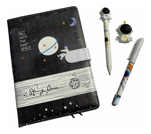 Pack Libreta Universo, Lápiz Mina, Lápiz Tinta, Sacapuntas