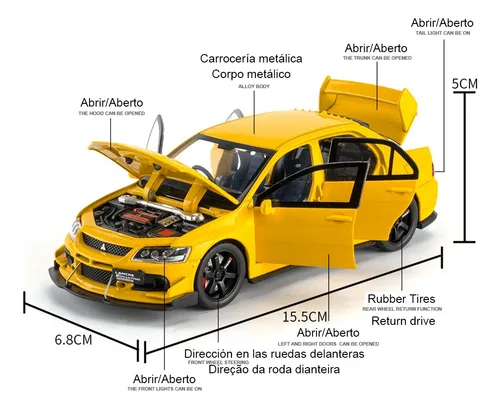 Mx Mitsubishi Lancer Evolution Ix Minifierro Coche Luz Y