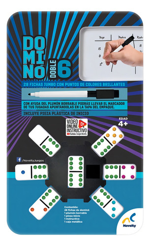 Juego De Mesa Domino Doble 6 Con 28 Fichas Jumbo Novelty