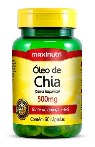 Óleo De Chia 500mg Com 60 Cápsulas Maxinutri