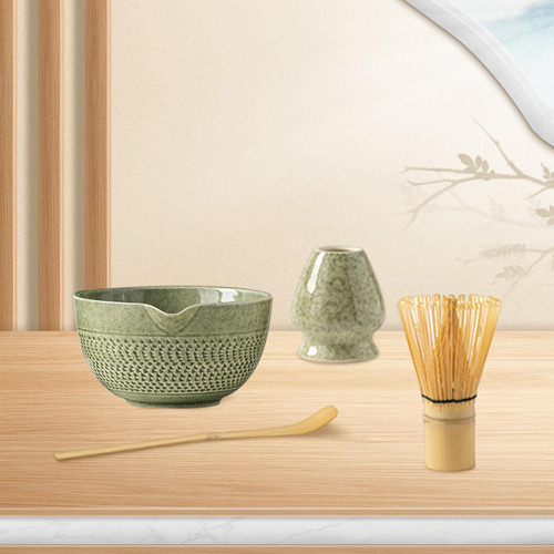 Juego De Matcha Batidor Y Soporte De Bambú Para Verde