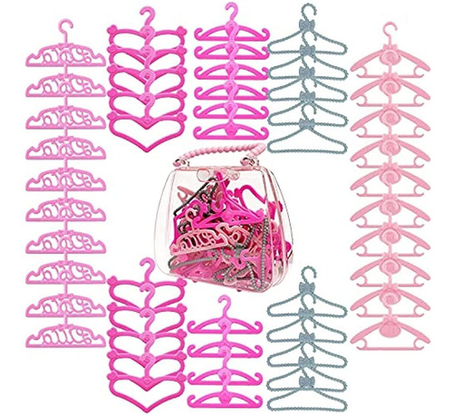 Highfun 50pcs Perchas Para Muñecas Barbie Perchas Para Ropa 